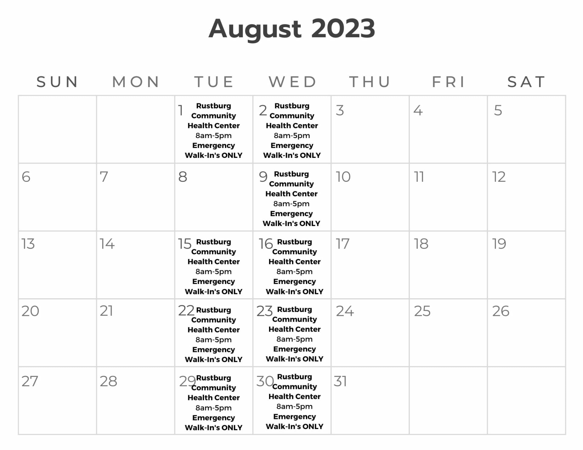 Mobile Unit Calendars Johnson Health Center